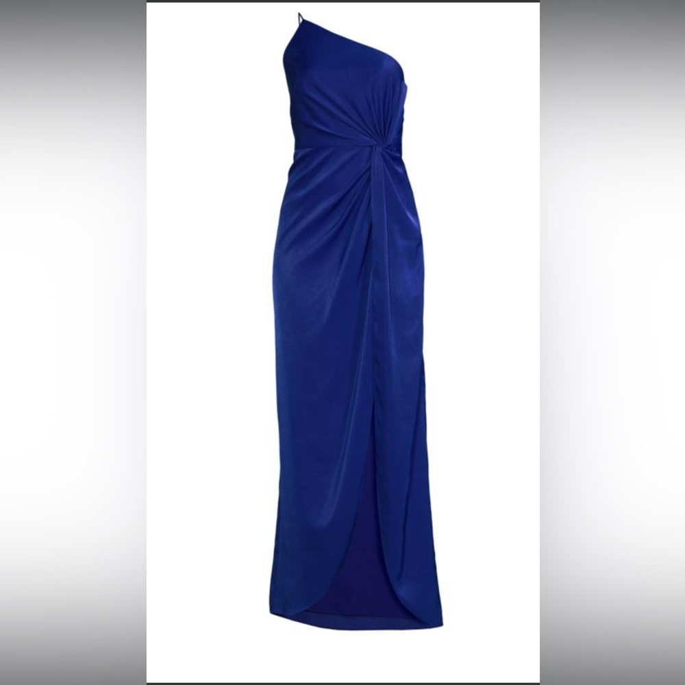 Liv foster asymmetrical charmeuse slit gown